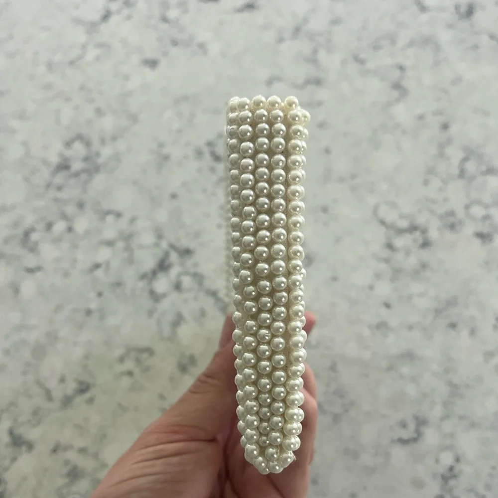 RARE‎ Vintage Pearl Beaded Clutch W/ Silver Arrows Handmade In Japan Great Cond